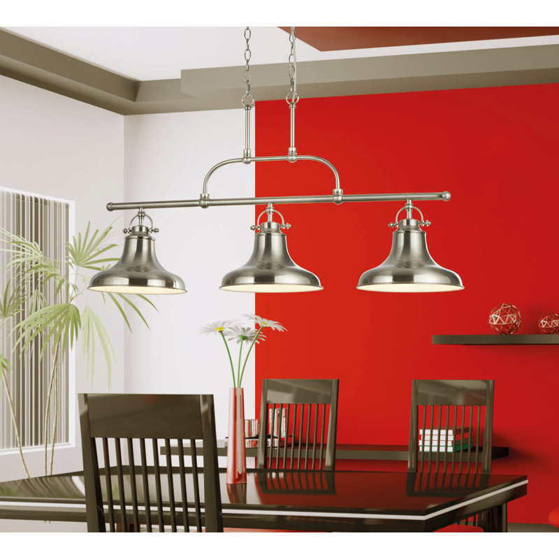 Neveah 3-Light Kitchen Island Chandelier, Satin Silver