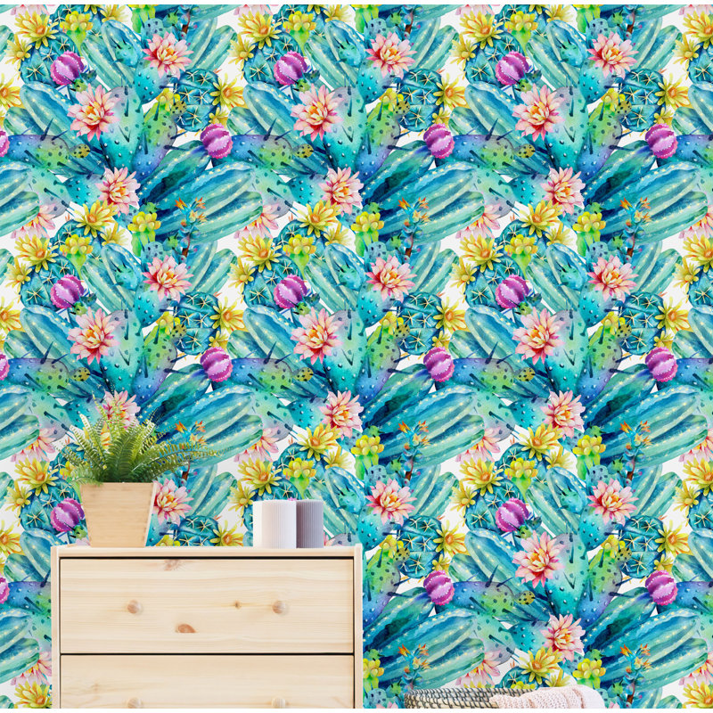 Rouleau de papier peint adhésif cactus, L 16,67 po x l 25 po