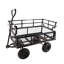 Chariot de jardin robuste en métal noir avec capacité de 600 lb et conception à double clôture