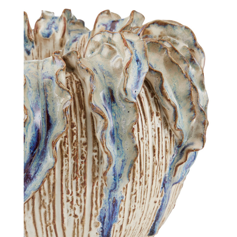 Tropical Crown Handmade Ceramic / Porcelain Table Vase, 8" H x 8.75" W x 8.75" D