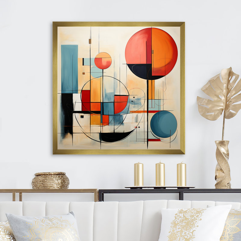 Coloré Mid Century Dynamic Duality II - impression, H 24 po x l 24 po x P 1 po, Encadrement doré