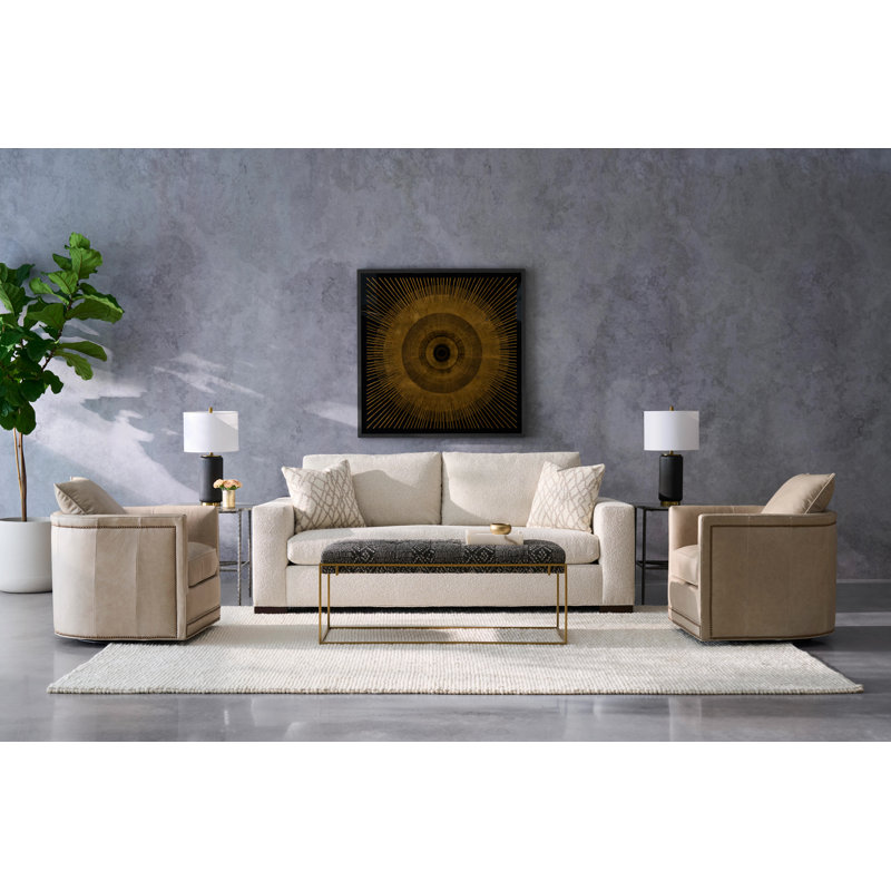 Soren Leather Rectangular Ottoman, 1111 Brown