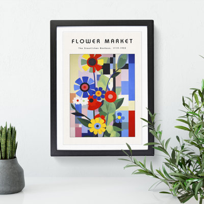 Bauhaus Flower Market Exhibition No.6 - Single Picture Frame Print on Wood