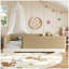 Lit simple simple en faux cuir Montessori avec garde-corps amovibles, brun-132869705