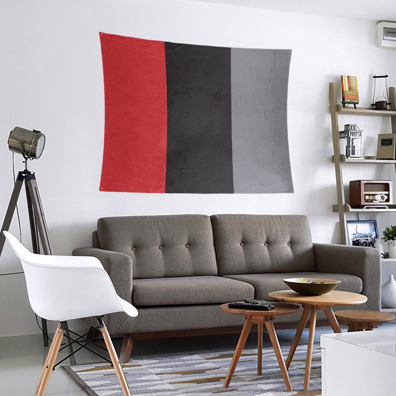 Tapisserie en polyester Carolina, Rouge / noir / gris mat, H 51 po x l 60 po