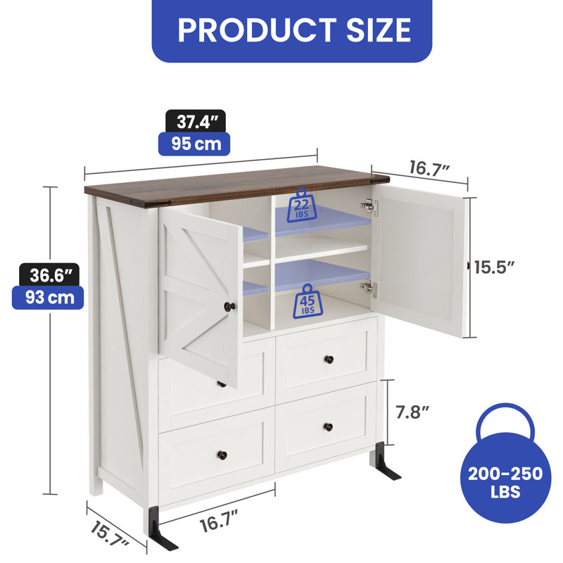 Sardil 37.4'' W 4 - Drawer Dresser