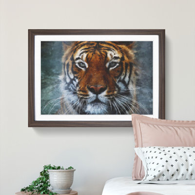 Tiger In The Blue Framed Print