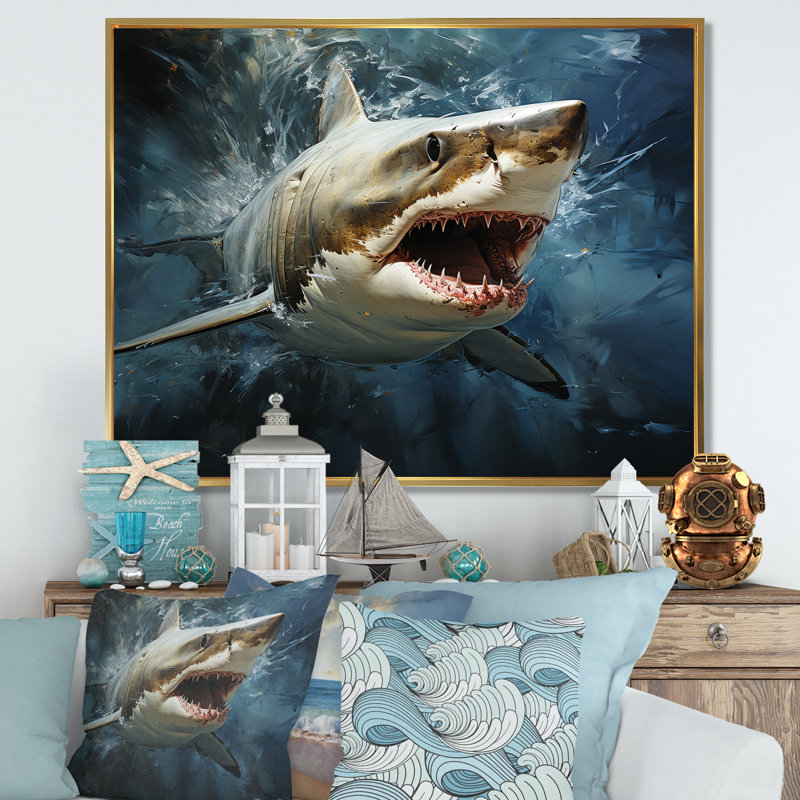 Sark Mako Momentum sur impression sur toile, H 30 po x l 40 po x P 1,5 po, Cadre flottant doré