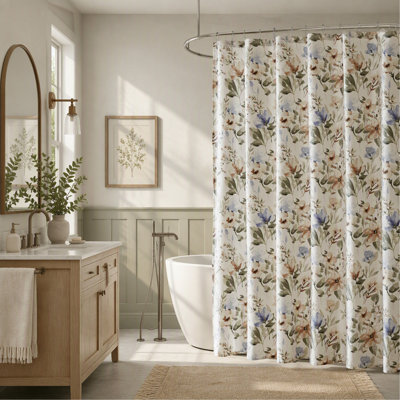 1- Piece 72x72" Ruffled Shower Curtain