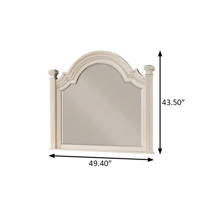 Miroir traditionnel l 49,4 po, blanc antique, Blanc