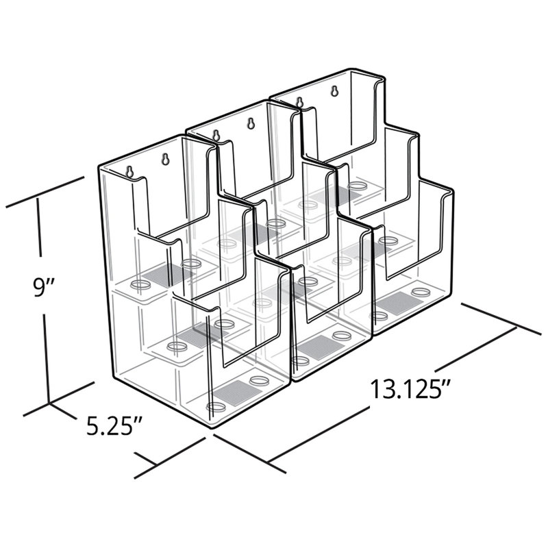 Three-Tier Nine-Pocket Trifold Brochure Holder, 2-Pack