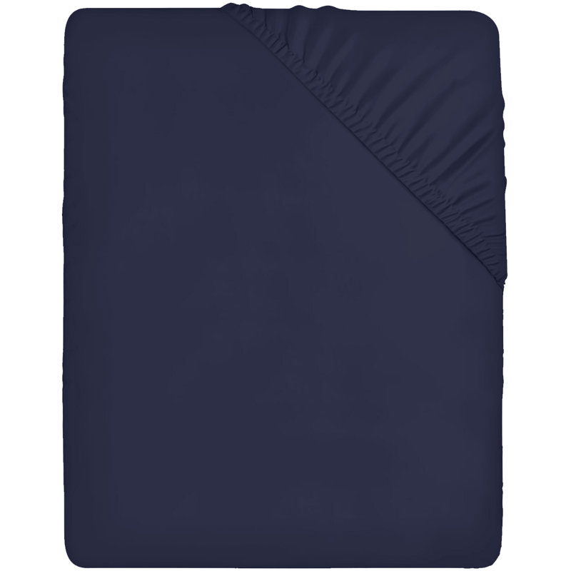 Leila Microfiber 25cm Deep Pocket Fitted Bed Sheet, Navy, Super King (6')