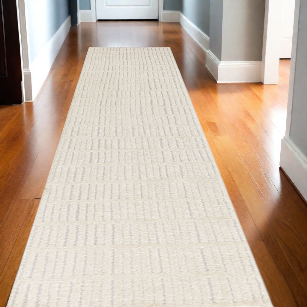 HomeRoots 10' Ivory and Grey Geometric Runner Rug - Wayfair Canada