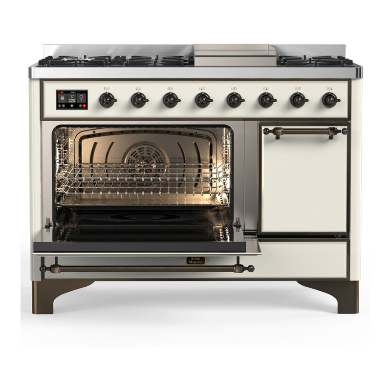 Majestic III Series 48 Inch Dual Fuel Range with 5 Sealed Burners, Griddle, Frenchtop in Matte Graphite (Natural Gas, Burnished Trim)