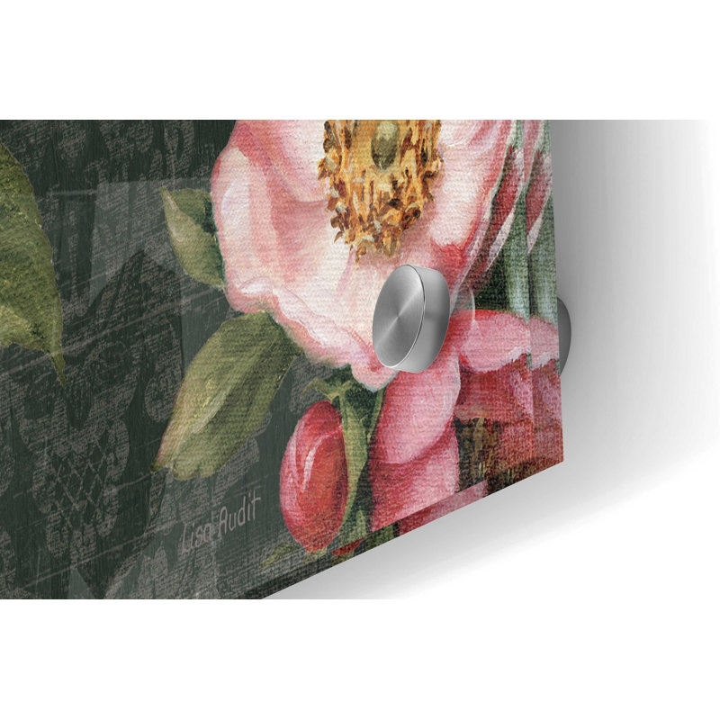 «Floral Damask I» par Lisa Audit, art mural en verre acrylique, H 24 po x l 36 po x P 0,2 po