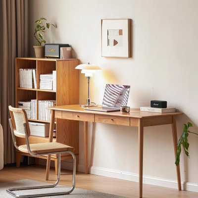 39"W MCM Solid Wood Desk with Drawer