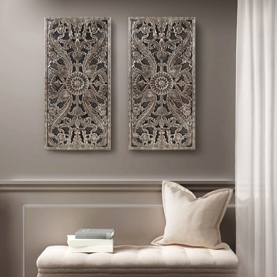 Distressed 2 Wall Ornament - Lotus Flower Wood Bronze Finish Indoor Display 15.75"W X 31.5"H 0.59"D Art  2  Design