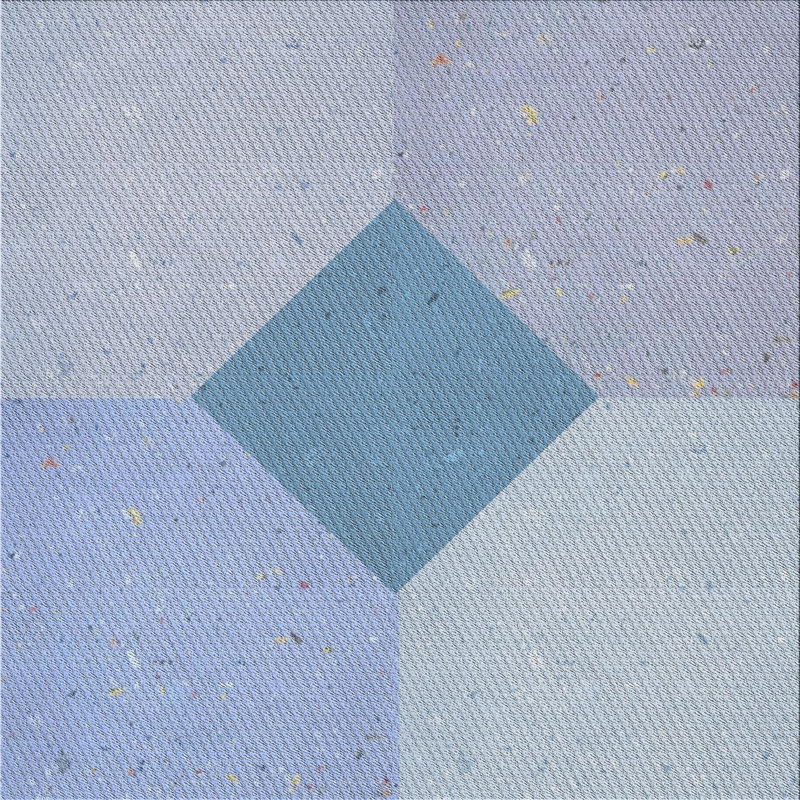 Tapis bleu/gris à motifs, Carré 4 pi