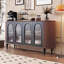 Buffet en bois massif noir et noyer