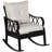 Outdoor Wicker Rocking Chair with Padded Cushions, Aluminum Furniture Rattan Porch Rocker Chair w/ Armrest for Garden, Patio, and Backyard, Khaki