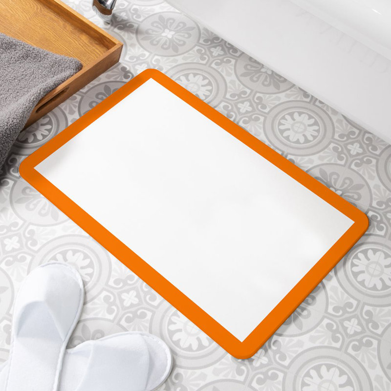 Non-Slip Bath Mat, Orange/White