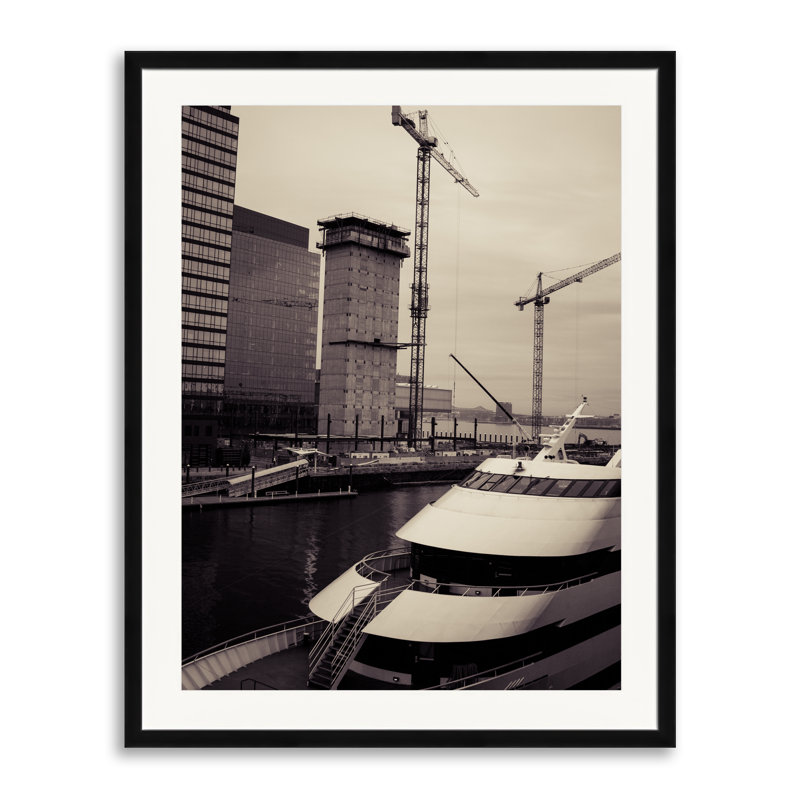 Boston Harbor Print by Alan Scherer, Black Framed Paper, 30" H x 24" W