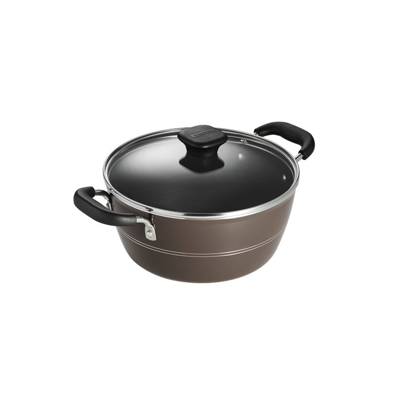 4,5 pi. Cocotte en aluminium antiadhésive ronde avec couvercle, Noisette
