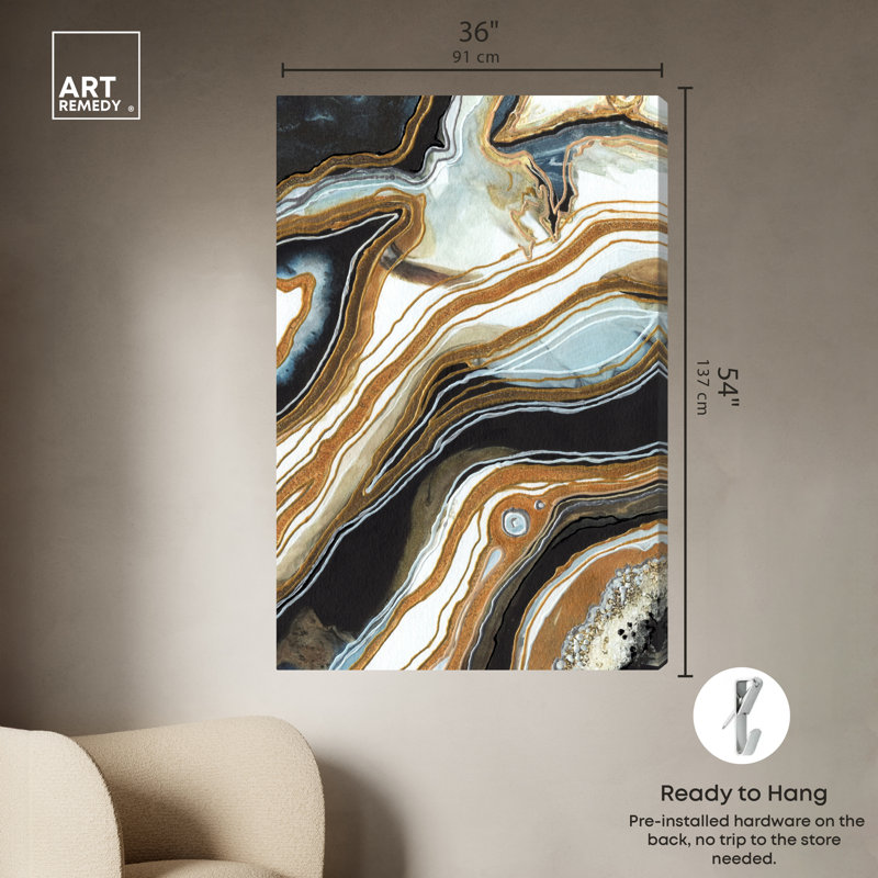 Black and Gold I, Wrapped Canvas, 54" H x 36" W