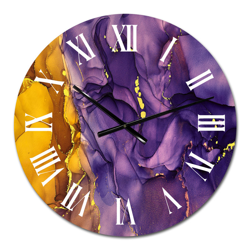 Horloge murale moderne mauve et brune, Petit