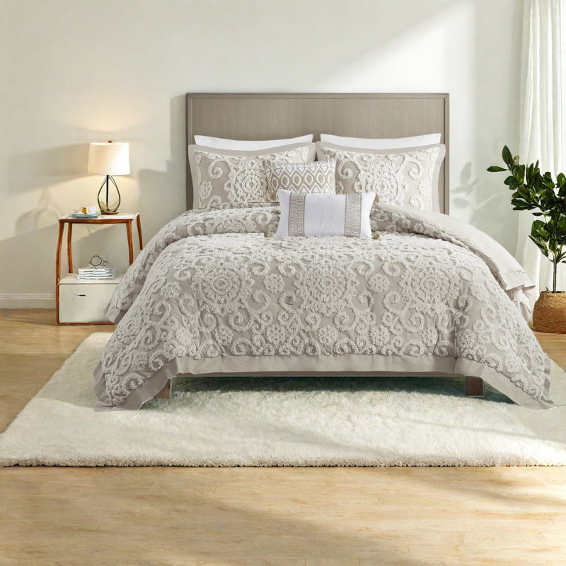 Ensembles de literie en coton de qualité supérieure, édredon surdimensionné avec motif à médaillon capitonné, parfait pour les très grands lits