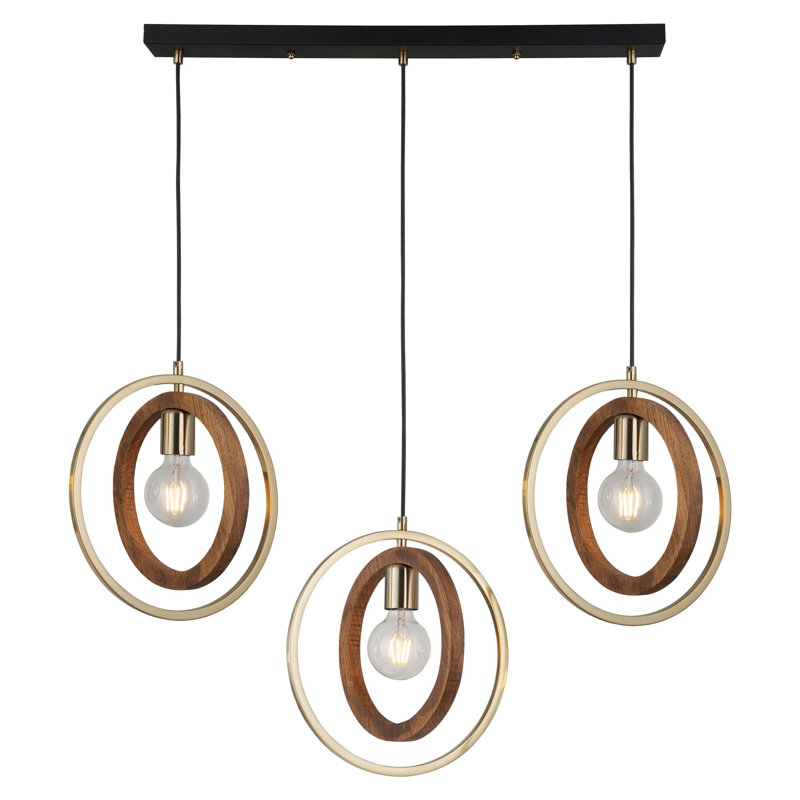 Lustre élégant en laque antique, hauteur réglable de 17,7 à 70,9 pouces | Corps en métal avec capuchon en bois, 3 x douilles E27 (40 W maximum) | Luminaire élégant pour le salon, la salle à manger et l'entrée, classé IP20