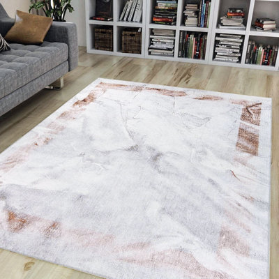 Luxurious Machine Washable Area Rug, 4.9 x 7.5 Feet, 100% Polyester, 1850 g/m², Pile Height: 0.2 inches | Eco-Friendly Recycled Poly Cotton Backing | Perfect for Living Room & Bedroom, Soft and Durable Design
