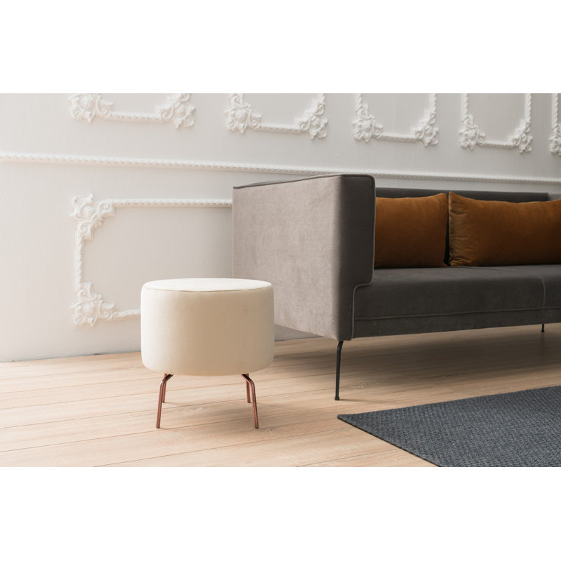 Tabouret d'appoint Puchta, Crème, Cuivre