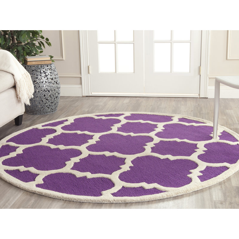 Cannen Hand Tufted Wool Geometric Rug, Round 6'