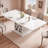 Modern Dining Table For 4 To 6, White Rectangle Kitchen Table With Storage, Wooden Pedestal Dining Room Table With Fridge Space-57733503-57733502