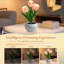 Lampe de tulipe à DEL, réplique de lampe de table à fleurs avec vase (usb-powe) - Pour la maison / le salon / le décor de bureau, appui long sur la luminosité réglable (effet respirant)