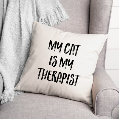 My Cat Is My Therapist Throw Pillow