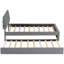 Lit plateforme gris avec lit gigogne gris - Structure en panneau de particules et revêtement en gris-452072386-452072387