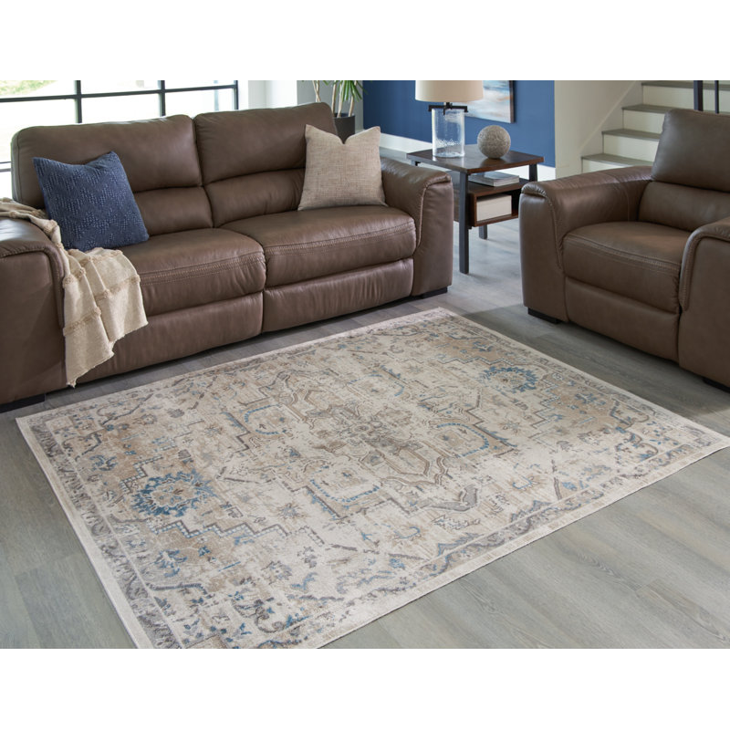 Barkham 8' x 10' Gray Beige Blue Medallion Rug