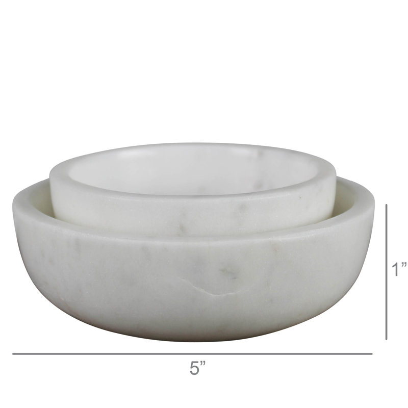 Ensemble de 2 grands bols en marbre Mercer 5 x 5 x 1,5 - petit 4 x 4 x 1,5
