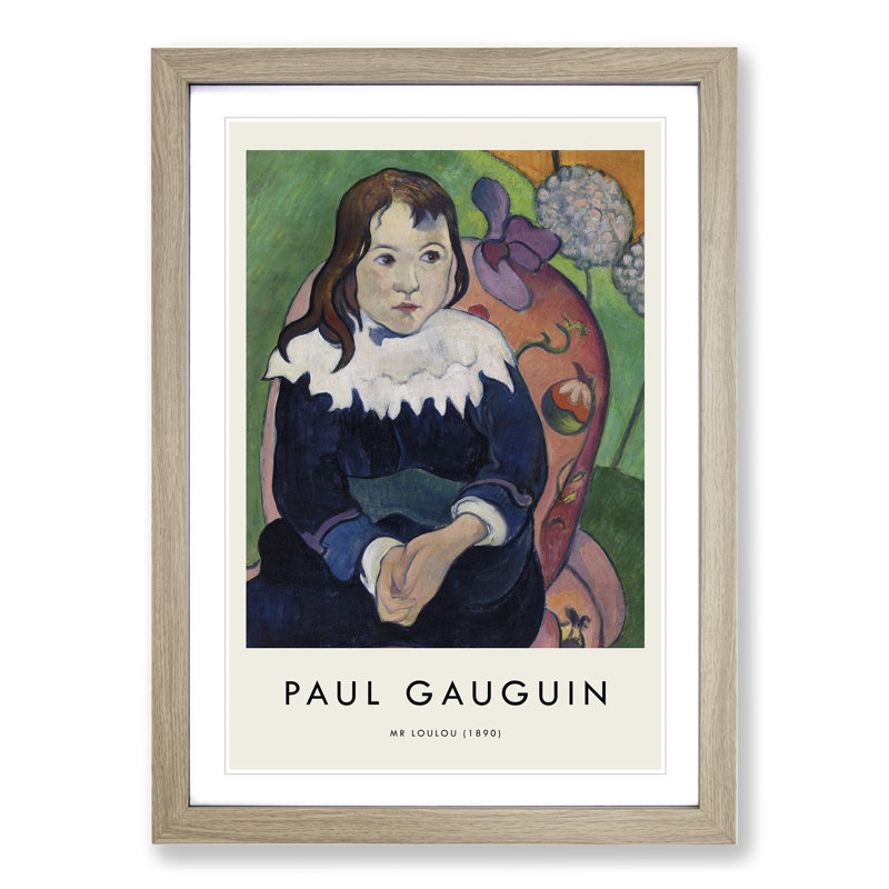 Portrait of a Child Print by Paul Gauguin - Picture Frame Painting, Oak Framed, 48cm H x 36cm W x 2cm D