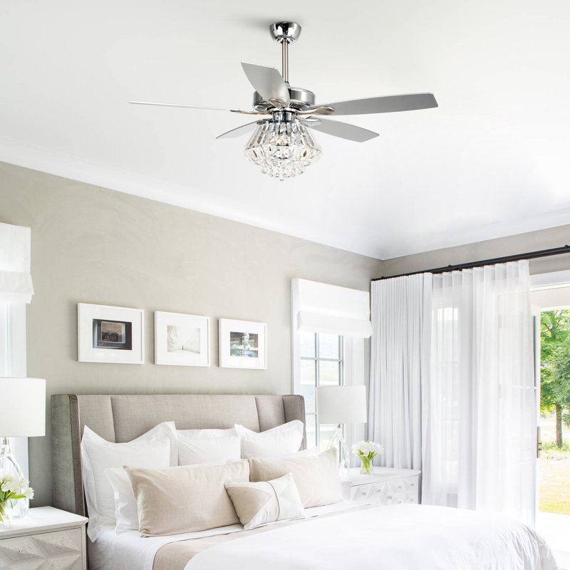 Micah 52'' Ceiling Fan with Light Kit, Chrome