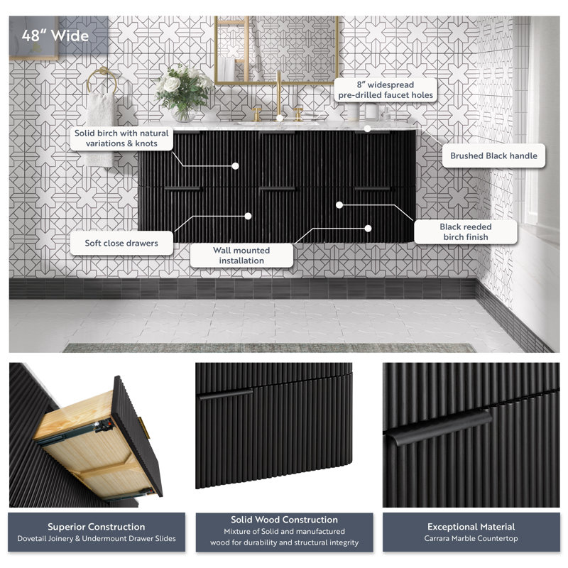 Kensington Floating Vanity 48" Single Vanity, Black