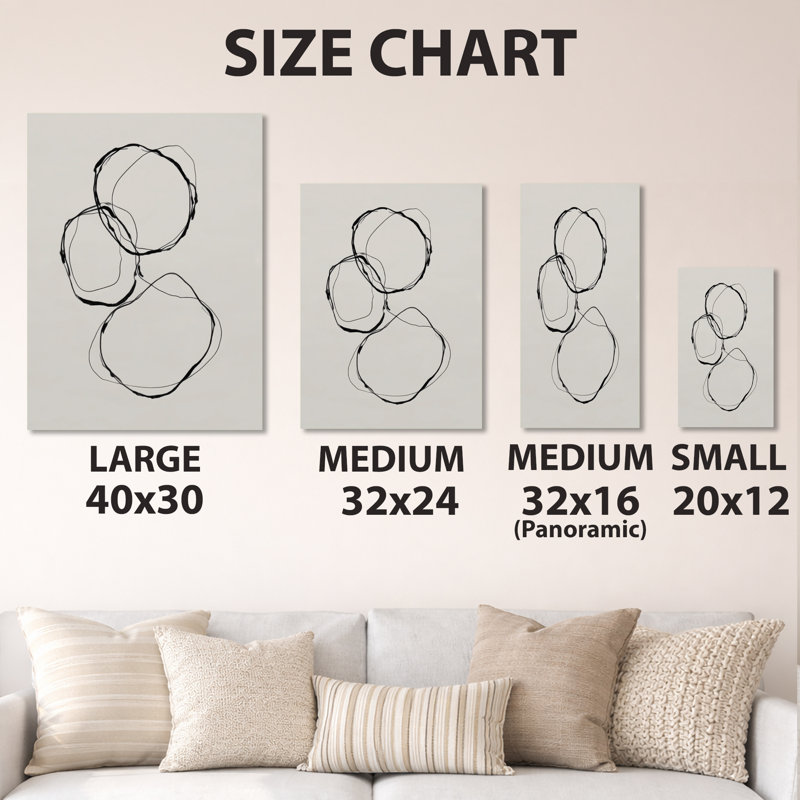 «Abstract Simple Brush Outline Curves - Modern Shapes», décoration murale en métal, impression moderne sur métal