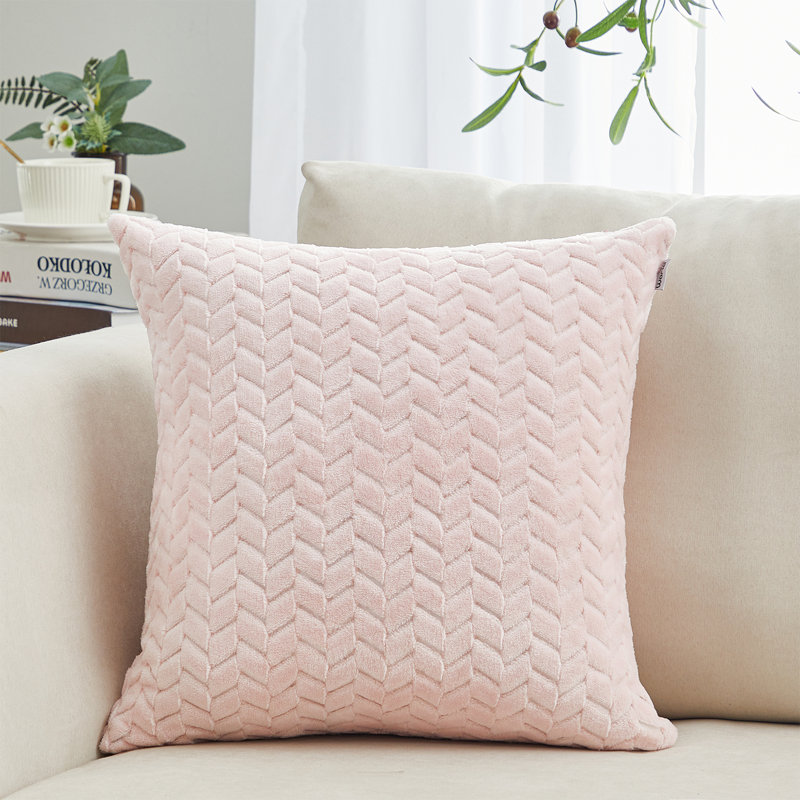 Velvet Leaves Floral Velvet Throw Pillow, Pink