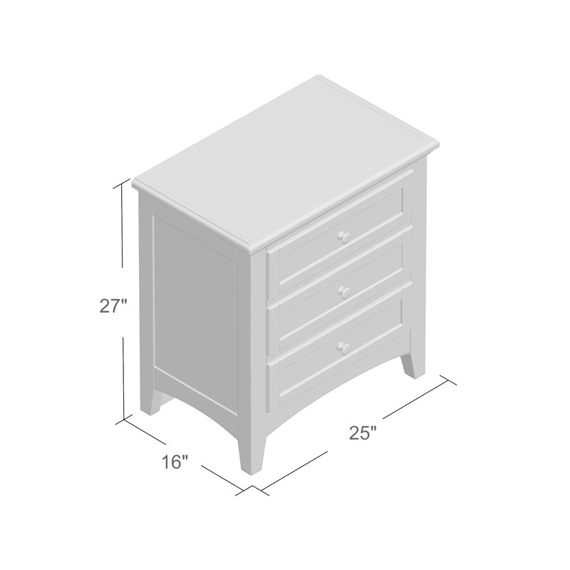 Yaovi 25'' W Nightstand, Soft White