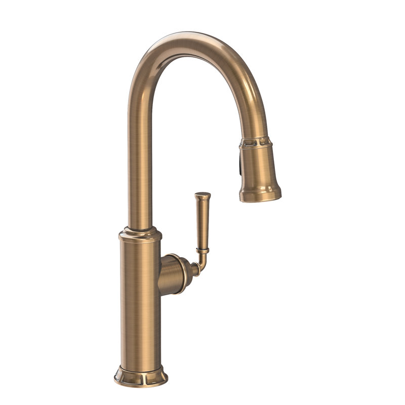 Gavin Single Handle Pull Down Kitchen Faucet, Antique Brass