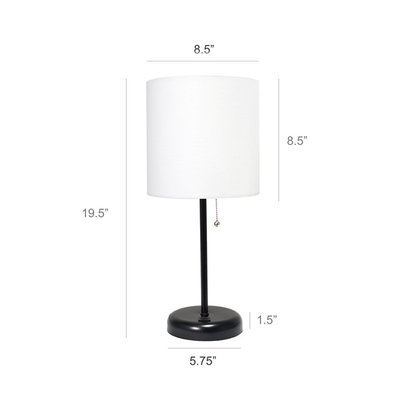 Delp Metal USB Table Lamp, Yes, White, Black