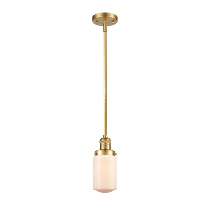 Saroyan 1 - Light Single Pendant, Brushed Satin Nickel, 6 Watt Vinage LED Bulb, Matte White