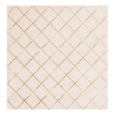 Latitude Run® Checks Nikica Rug White and Gold